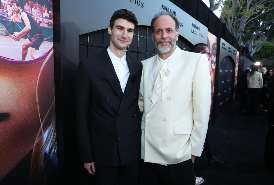 LOS ANGELES, CALIFORNIA - APRIL 16: Writer Justin Kuritzkes (L) and director Luca Guadagnino attend the Los Angeles Premiere of Amazon MGM Studios' "Challengers" at Regency Village Theatre on April 16, 2024 in Los Angeles, California. (Photo by Stewart Cook/Getty Images for Amazon MGM Studios)
