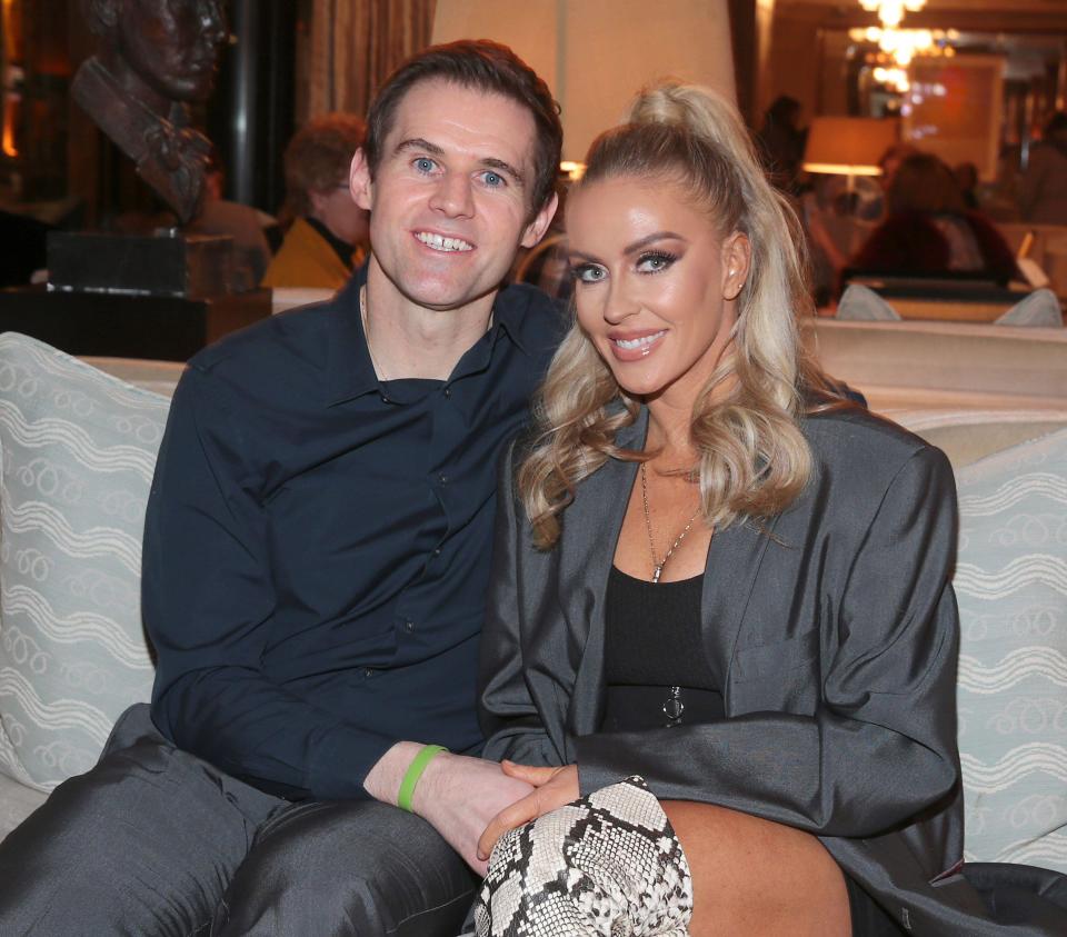 Kevin Kilbane and Brianne Delcourt pictured as they joined friends - famed celebrity and wedding photographer Jenny McCarthy and her television presenter husband Martin King  for the  launch of The Wedding Candle by Jenny McCarthy at the  five star The Westbury Hotel in Dublin, Ireland Featuring: Kevin Kilbane, Brianne Delcourt Where: Dublin, Ireland When: 04 Mar 2020 Credit: WENN.com