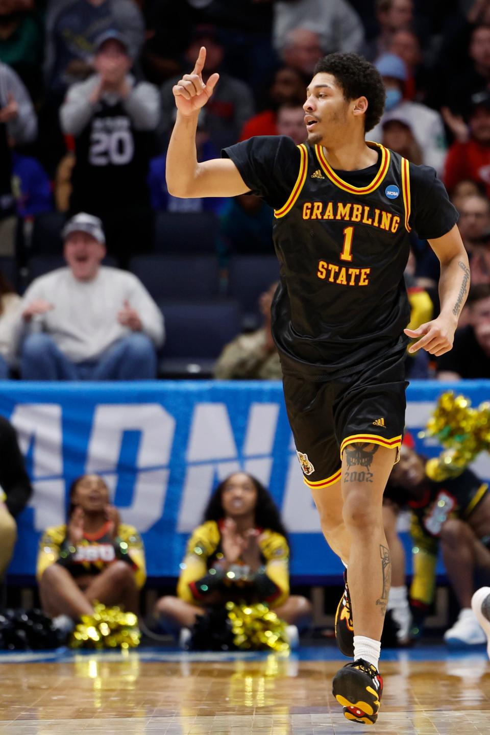 Jimel Cofer reacts after a shot during Grambling State's win over Montana State on Wednesday.
