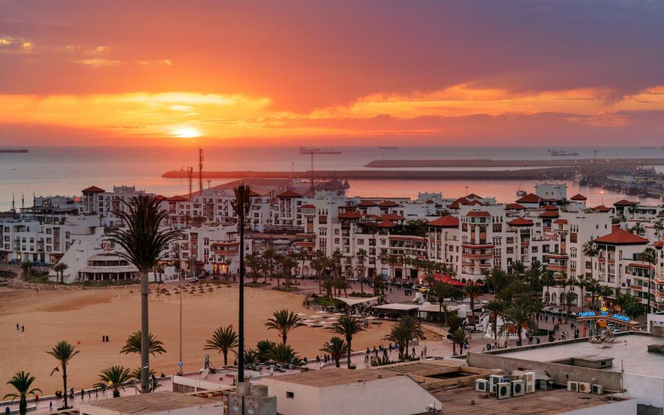 Sunset view of the Marina in Agadir, Morocco