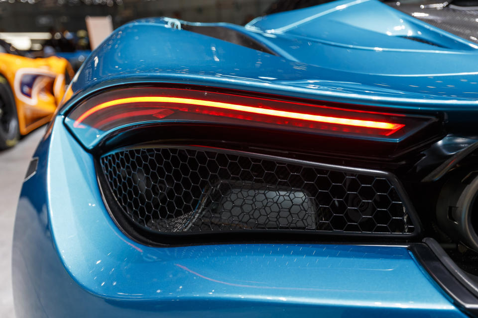 The New Mclaren 720s Spider is presented during the press day at the 89th Geneva International Motor Show in Geneva, Switzerland, Wednesday, March 6, 2019. The Motor Show will open its gates to the public from 7 to 17 March presenting more than 180 exhibitors and more than 100 world and European premieres. (Cyril Zingaro/Keystone via AP)