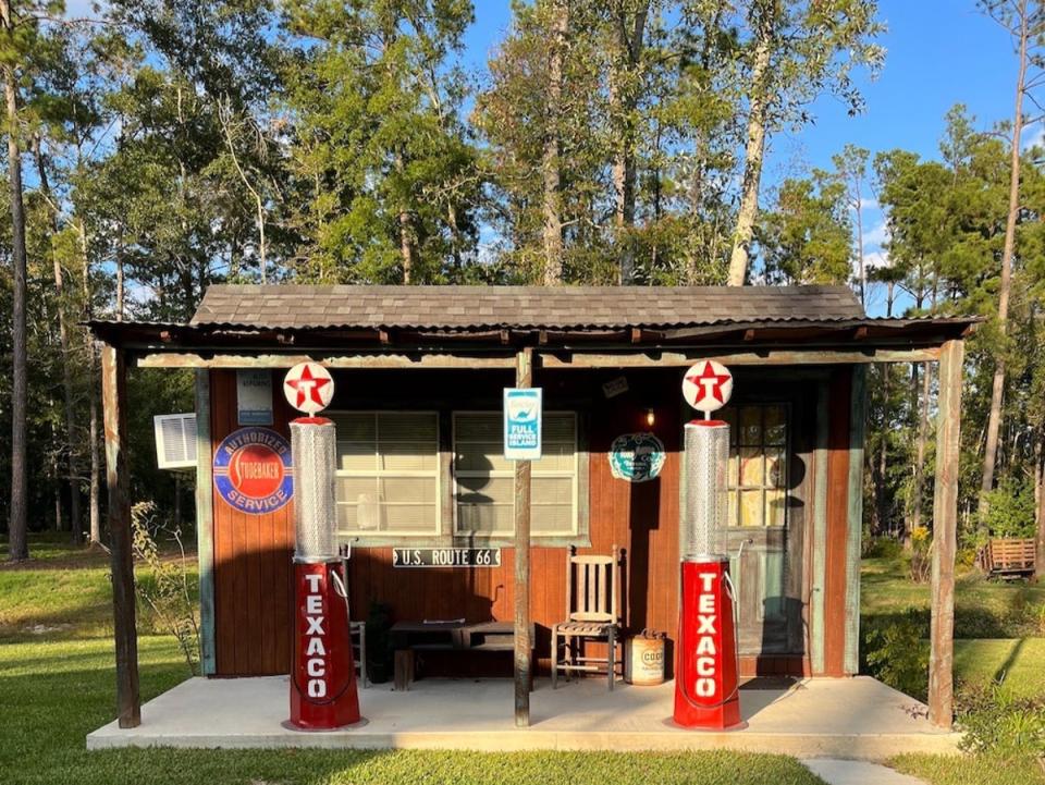 Fill ‘er up: the gas station cabin at the Pleasant Hill Campground (Ellie Seymour)