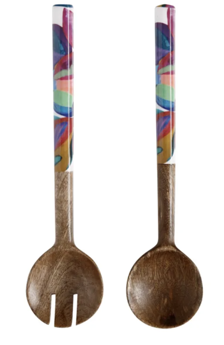 Maxwell & Williams Samba Stoneware Mango Wood & Enamel 2-Piece Salad Server, $27.96