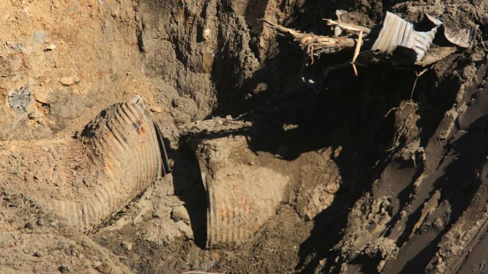 Culverts were plugged with trees, boulders, ash and mud after heavy rain pounded the Dolan Fire scar. Highway 1 washed out at Rat Creek about 30 miles north of the Monterey, San Luis Obispo county line.