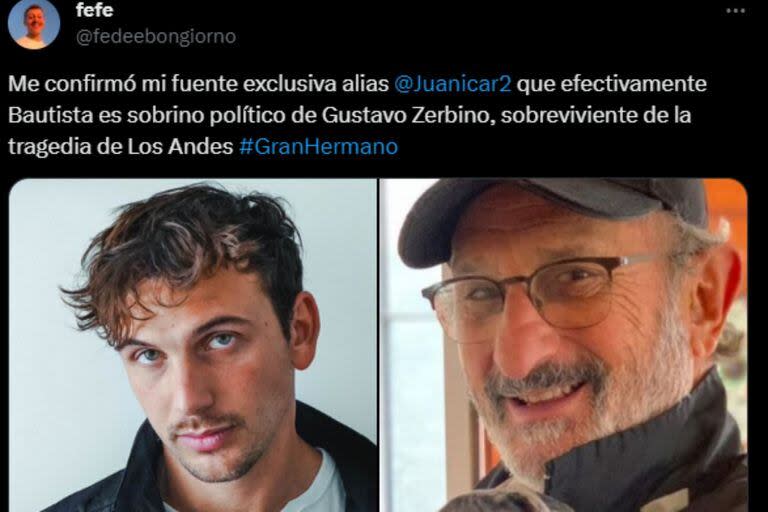 Confirmaron la relación entre Gustavo Zerbino y Bautista (Captura X)