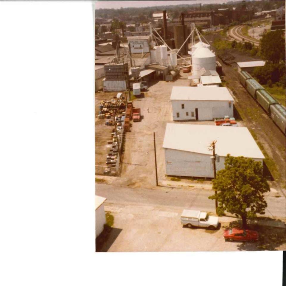 This photo was taken by Tom Hootman, probably from the top of one of the elevators at the Equity, and shows the facility in 1977.