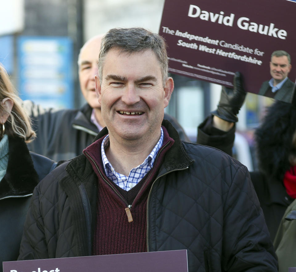 Independent MP David Gauke in Rickmansworth, Hertfordshire whilst on the General Election campaign trail.