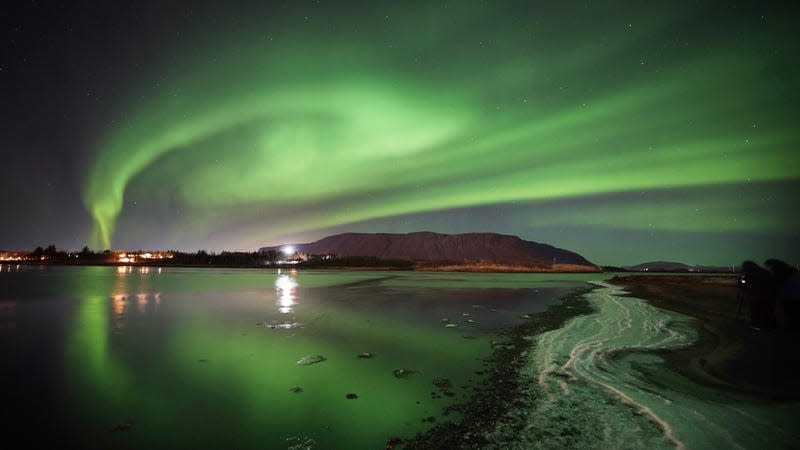 An aurora over Iceland. Not a space hurricane, but you get the picture.