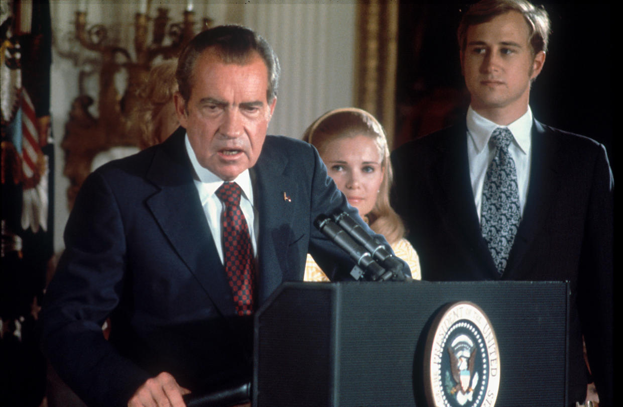 President Richard Nixon announces his resignation in 1974. (Photo: Dirck Halstead/Getty Images)