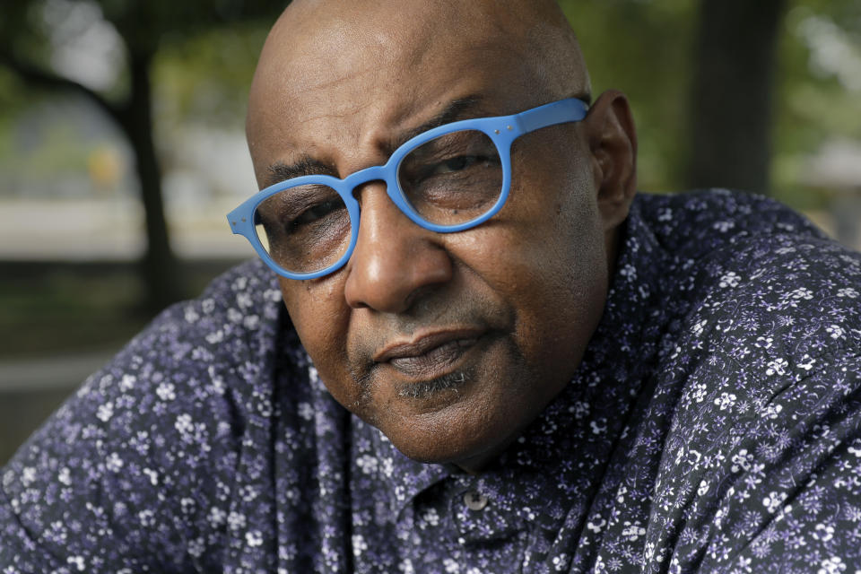 Keith Downey, president of the Kashmere Gardens Super Neighborhood Council, a planning forum in Houston, poses for a photo on Wednesday, July 27, 2023, at Mickey Leland Park in Houston. (AP Photo/Michael Wyke)