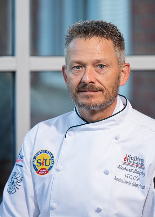Chef Robert W. Beighey, is a full time Professor at Sullivan University’s College of Hospitality Studies in Louisville. Beighey teaches introductory through advanced culinary classes, and he is the head coach for the Sullivan University Culinary Competition Team.