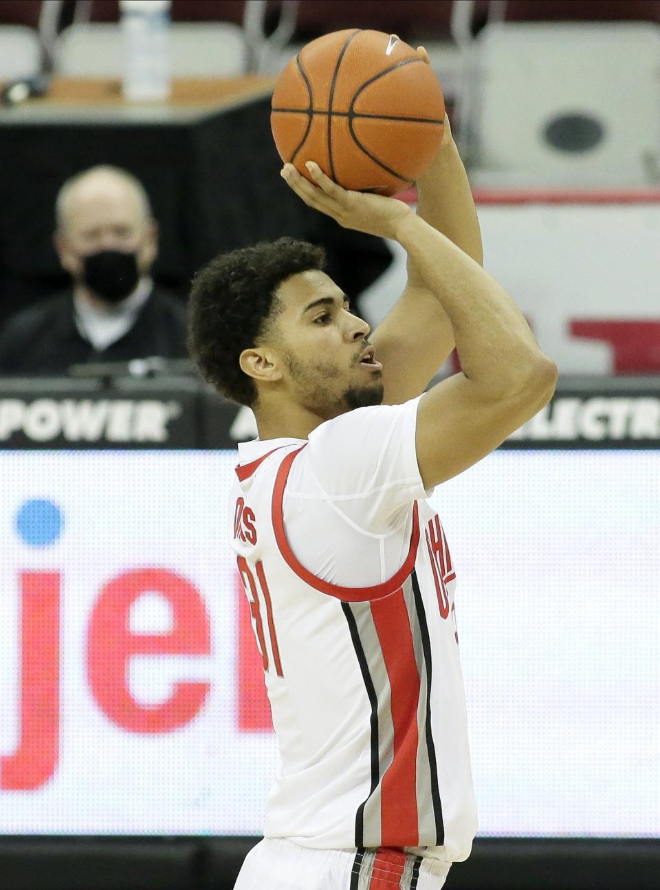 Ohio State Buckeyes forward Seth Towns (31) takes a shot during the first half of Wednesday's NCAA Division I basketball game against the Nebraska Cornhuskers at Value City Arena in Columbus, Oh. on December 30, 2020. 