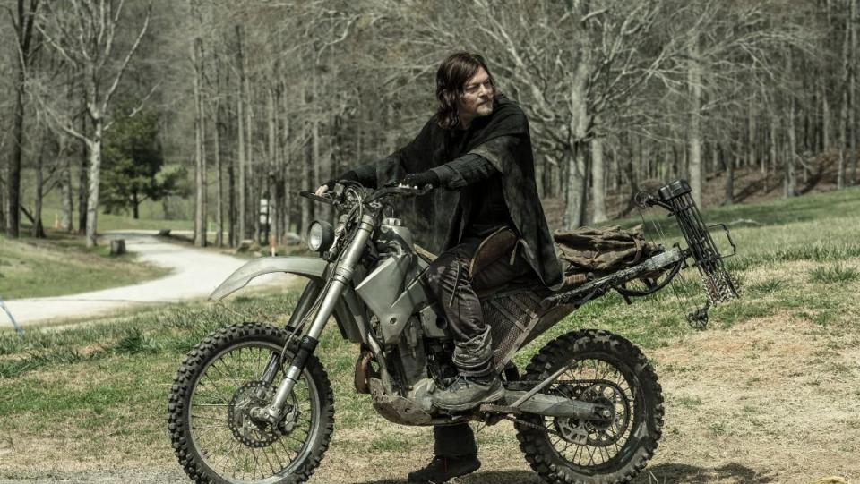 Daryl Dixon from the Walking Dead sits on his motorcycle in finale survivor survived episode