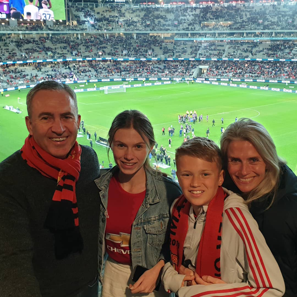 Sunrise’s Mark Beretta with his wife and two children at the soccer.