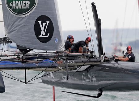 Britain Sailing - America's Cup 2016 - Portsmouth - 24/7/16 Land Rover BAR during the race Reuters / Henry Browne Livepic