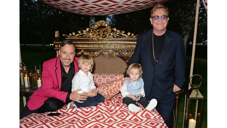 Elton John, David Furnish and their sons at their Woodside End Of Summer Party in 2014 