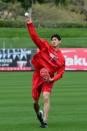 Feb 13, 2018; Tempe, AZ, USA; Los Angeles Angels pitcher Shohei Ohtani plays catch during a workout at Tempe Diablo Stadium. Mandatory Credit: Matt Kartozian-USA TODAY Sports