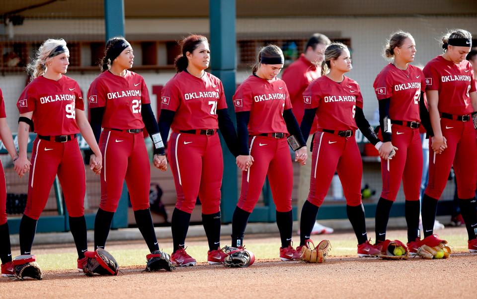 The OU softball team improved to 45-1 this season with a 9-1 win at Kansas on Sunday.