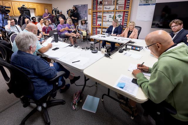 <p>Carlos Gonzalez/Star Tribune via AP</p> The Goodhue council convenes for a special meeting to address the resignation of it's entire police department