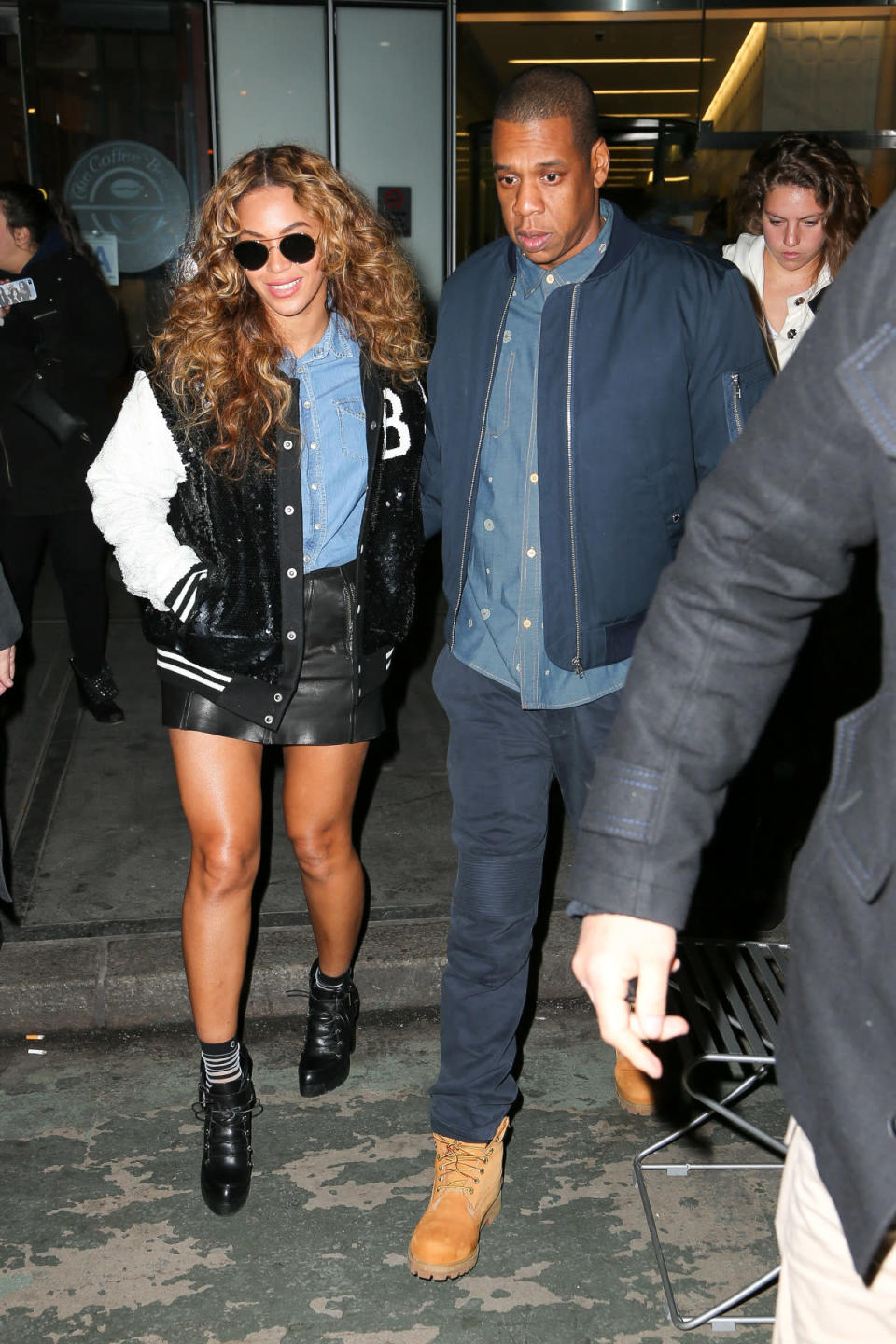 <p>Queen Bey and Jay Z are two entertainers that know how to stun on and off stage. The duo’s combined net worth is well over $1 billion, so you can expect them to not shy from lavish living and top drawer clothing purchases. But they also aren’t ones to shy away from dressing down in denim (or in this case, matching bombers). <i>(Photo via Splash News)</i></p>