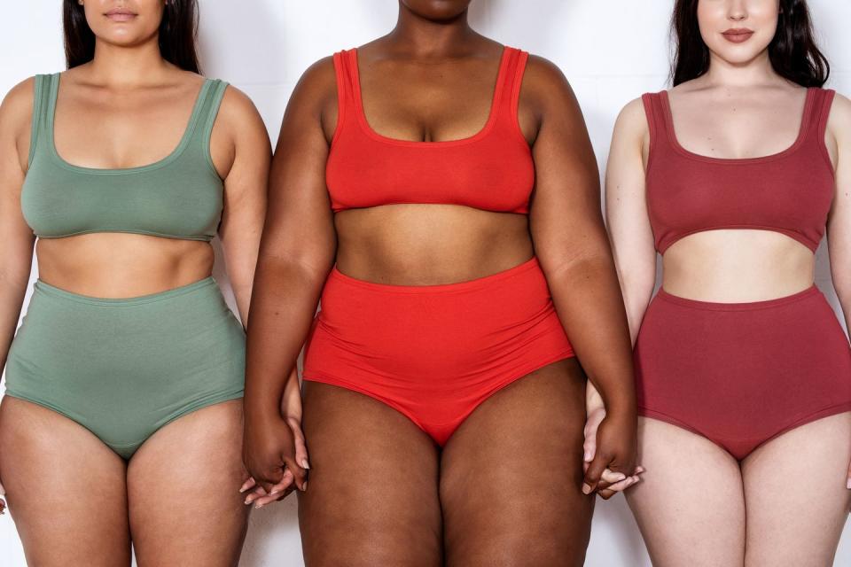 cropped shot of a three women in underwear