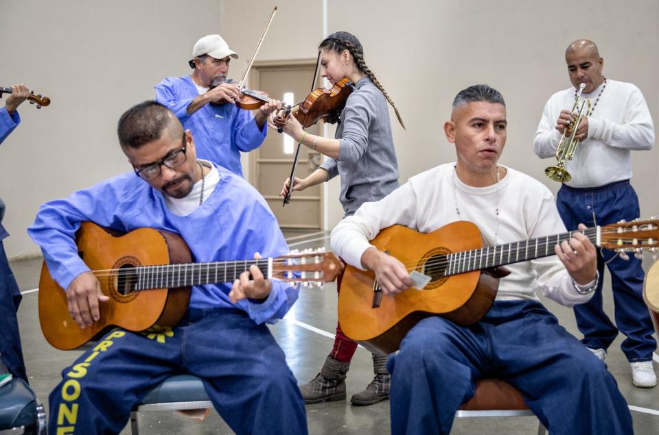 Peter Merts photos show California Prison Arts Programs Mariachi band class at Avenal State Prison - 2018