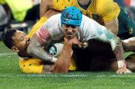Rugby Union - Rugby Test - England v Australia's Wallabies - Melbourne, Australia - 18/06/16. England's Jack Nowell is tackled by Australia's Israel Folau during the first half. REUTERS/Brandon Malone