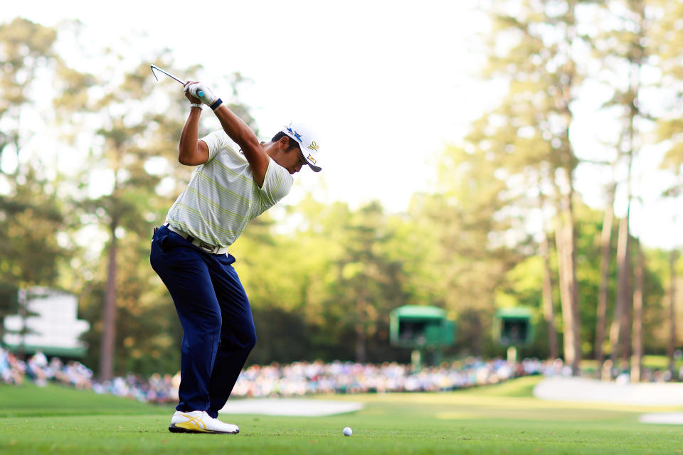 This was the most important shot of Hideki Matsuyama's life, and it won him a green jacket. (Photo by Mike Ehrmann/Getty Images)