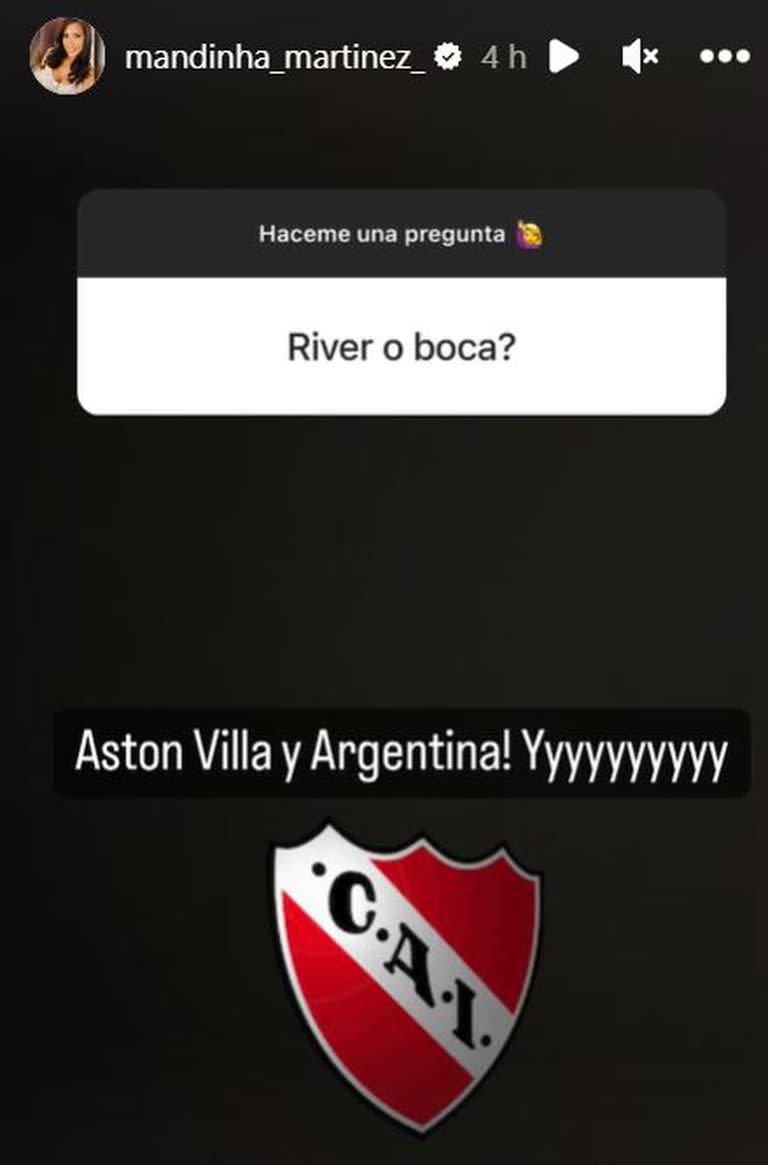 Mandinha aclaró que entre Boca y River... prefiere a Independiente