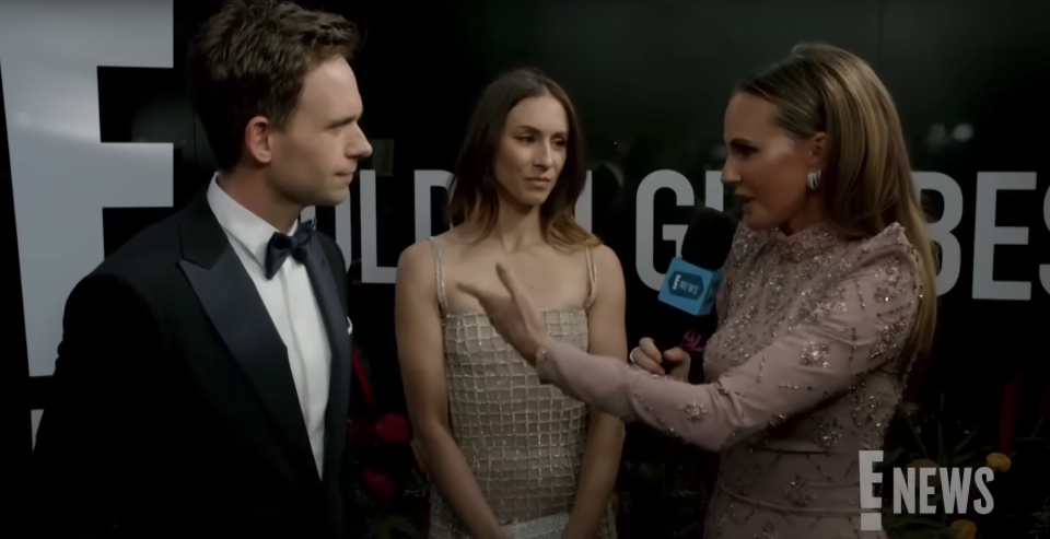 Suits star Patrick Adams has responded to a rumour about Meghan Markle after being left baffled at the Golden Globes. Photo: E! News