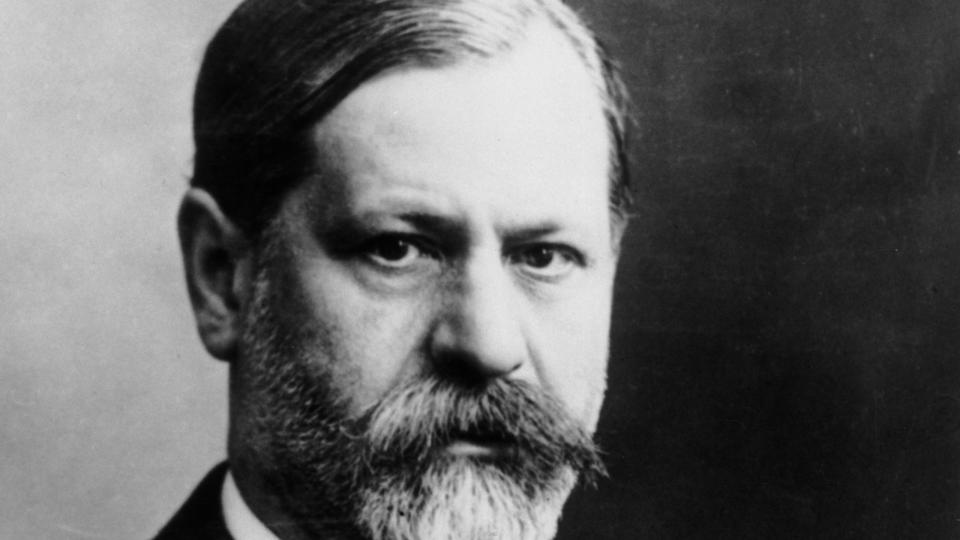 sigmund freud wearing a suit and bowtie as he looks forward for a photograph