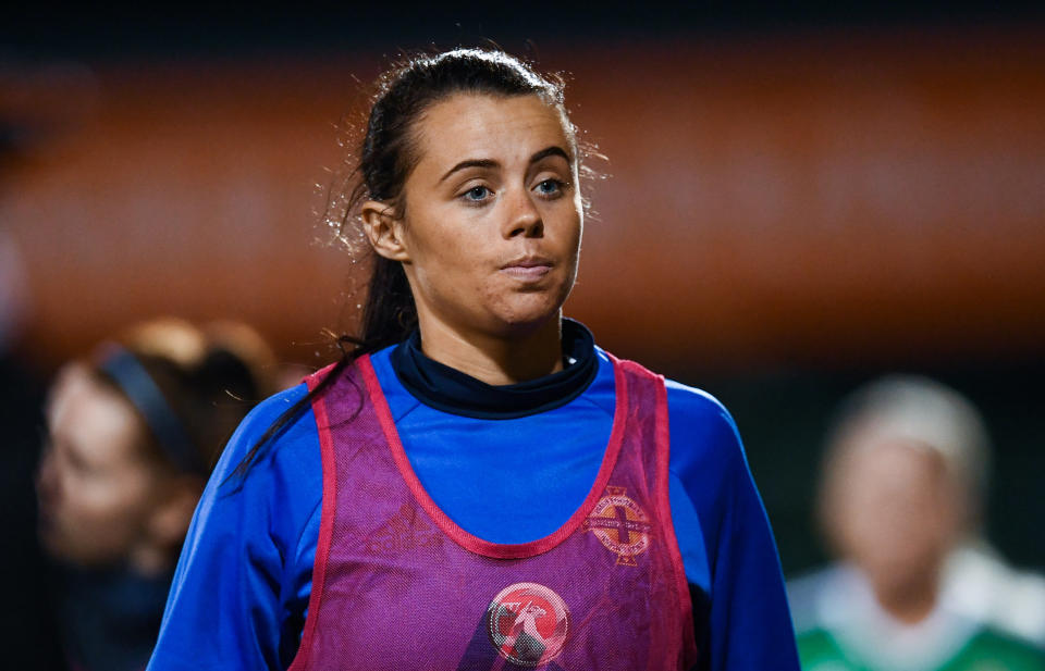 Northern Ireland , United Kingdom - 19 September 2017; Laura Rafferty of Northern Ireland following the 2019 FIFA Women's World Cup Qualifier Group 3 match between Northern Ireland and Republic of Ireland at Mourneview Park in Lurgan, Co Armagh. (Photo By Stephen McCarthy/Sportsfile via Getty Images)