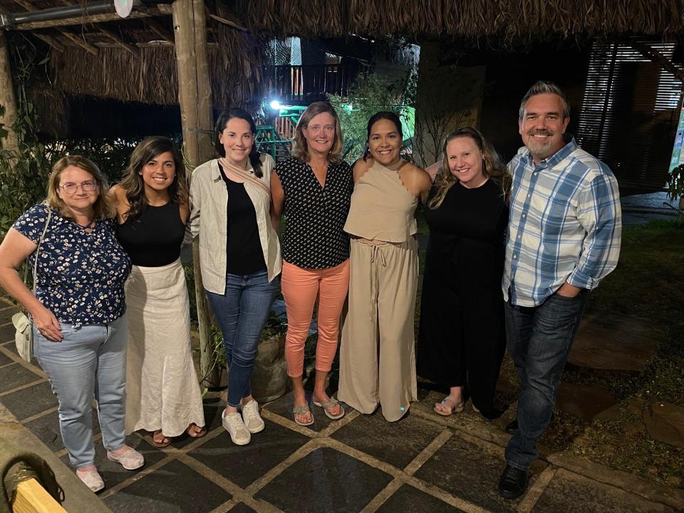 Several Framingham educators visited Brazil this summer. From left are Kathleen Boldt, Priscila Sousa, Katherine Dimitriou, Michelle Melick, Keziah Franca, Mae Waugh Barrios and Robert Tremblay.