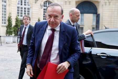 French employer's body MEDEF union leader Pierre Gattaz arrives for a meeting about French labour law reforms at the Hotel Matignon in Paris, France, June 30, 2016. REUTERS/Jacky Naegelen