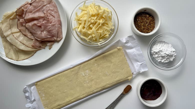 ingredients for Monte Cristo Pinwheels