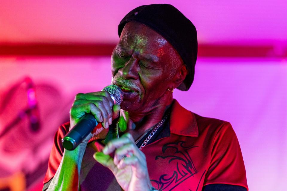 Lead singer for The Soul Express, Fred Booker, performs, Saturday, March 25, 2023, at The Moose Lodge in Beech Grove, Ind.