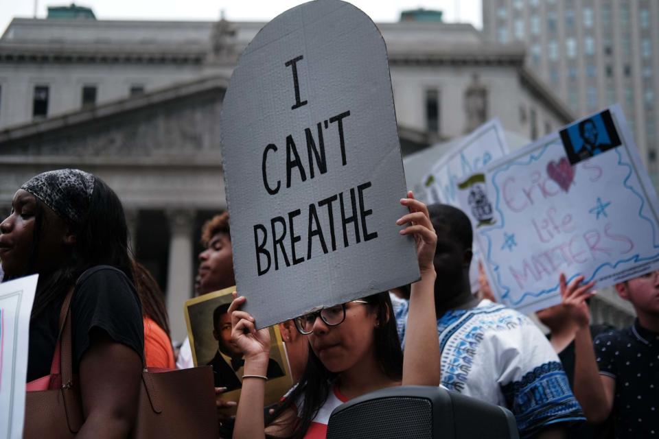 People protest to mark the five year anniversary of the death of Eric Garner (Getty Images)