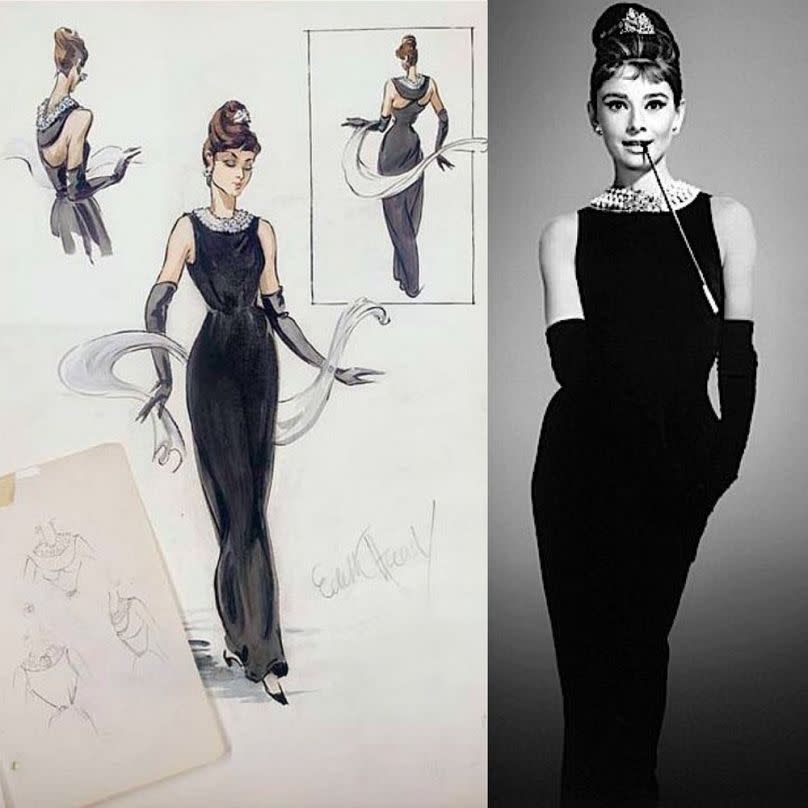 Designs for Audrey Hepburn for Breakfast At Tiffany's by Edith Head