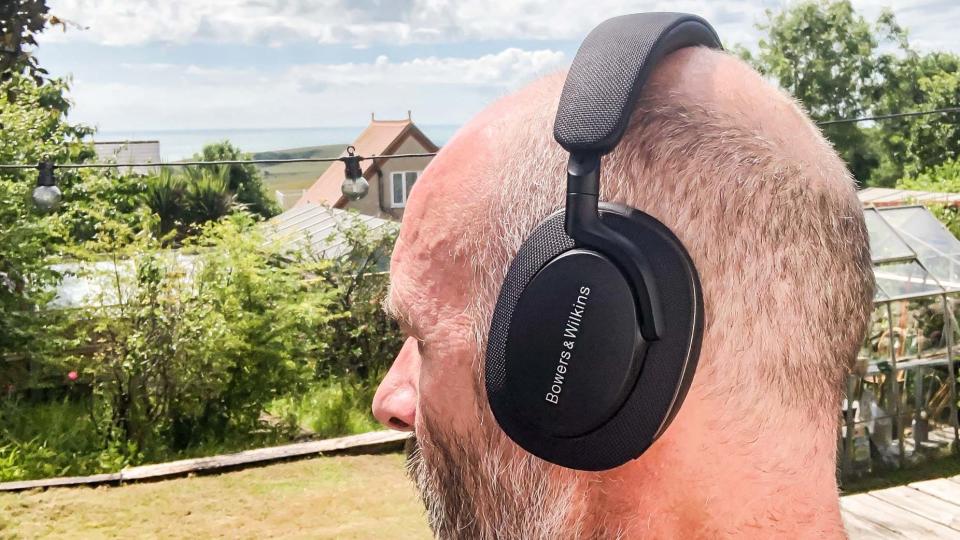 Bowers & Wilkins PX7 S2 worn by our reviewer outside