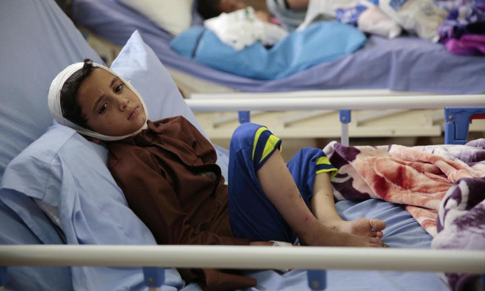 A child injured in a Saudi-led airstrike