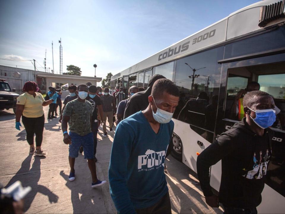 Haitian migrants arriving in Port-au-Prince after deportation from the US (EPA)