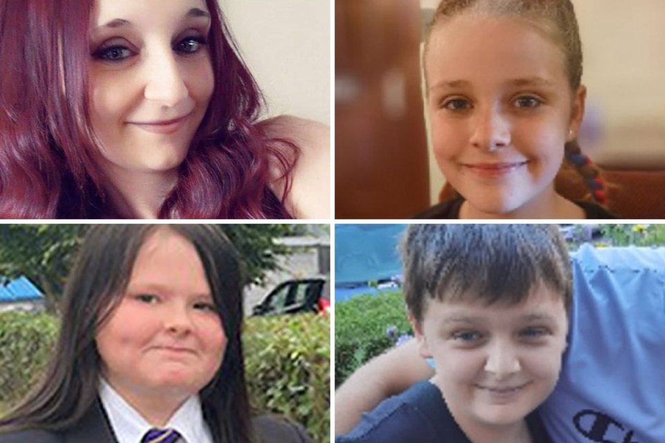 Clockwise from top left: Victims Terri Harris, Lacey Bennett, John Paul Bennett, and Connie Gent (ES composite/Derbyshire Constabulary)