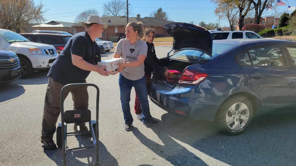 Donations continue to pour in for personnel battling the Poplar Drive Fire in Edneyville. The fellowship hall at Fruitland Baptist Church was filled with food, drinks and other supplies on Nov. 8.