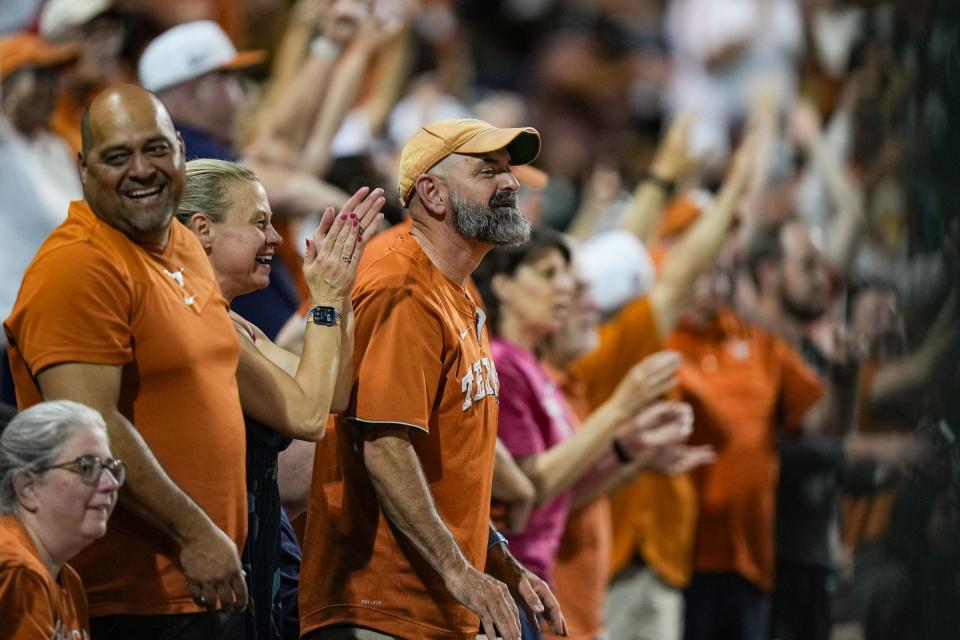 Texas fans react to UT outfielder Will Gasparino's home run during the game against Sam Houston State on April 30 at UFCU Disch-Falk Field. The Longhorns went 36-24 this season and failed to make it out of the NCAA regional in College Station.