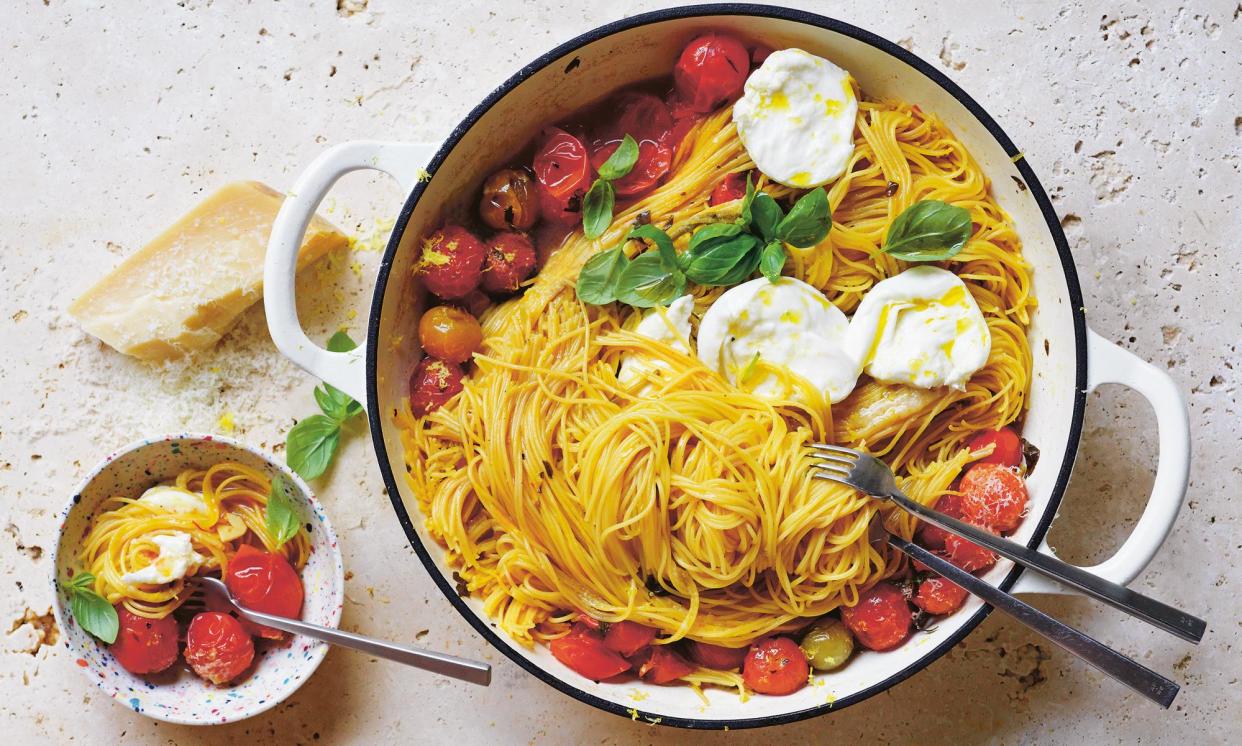 <span>Alice Zaslavsky’s one-pan angel hair pasta: 'A risotto-paella-pasta situation, where the starch should be embraced and mitigated with cheesiness and acid.’</span><span>Photograph: Benjamin Dearnley</span>
