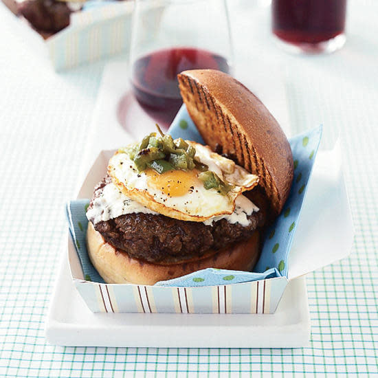 Green-Chile Burgers with Fried Eggs