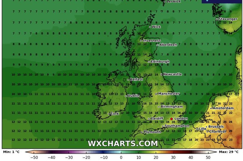 The temperatures for Friday May 3 are mild but the picture quickly changes