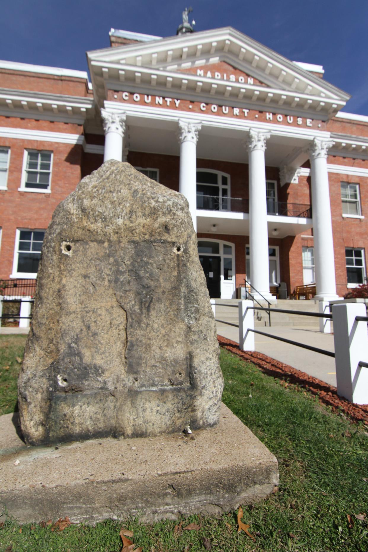 The Robert E. Lee Dixie Highway Marker plaque in Marshall was stolen off its monument in November 2020.