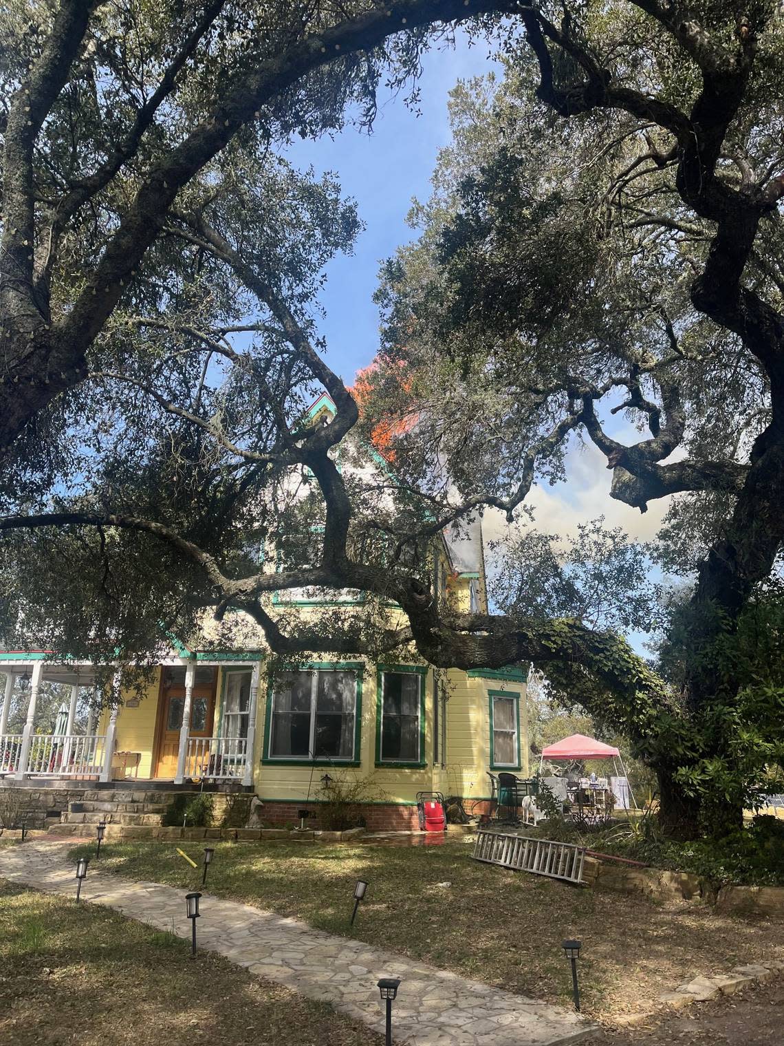 A fire badly damaged a Templeton home in the 5000 block of Esmeralda Lane near York Mountain Road, north of Highway 46, on Tuesday, Feb. 21, 2023.