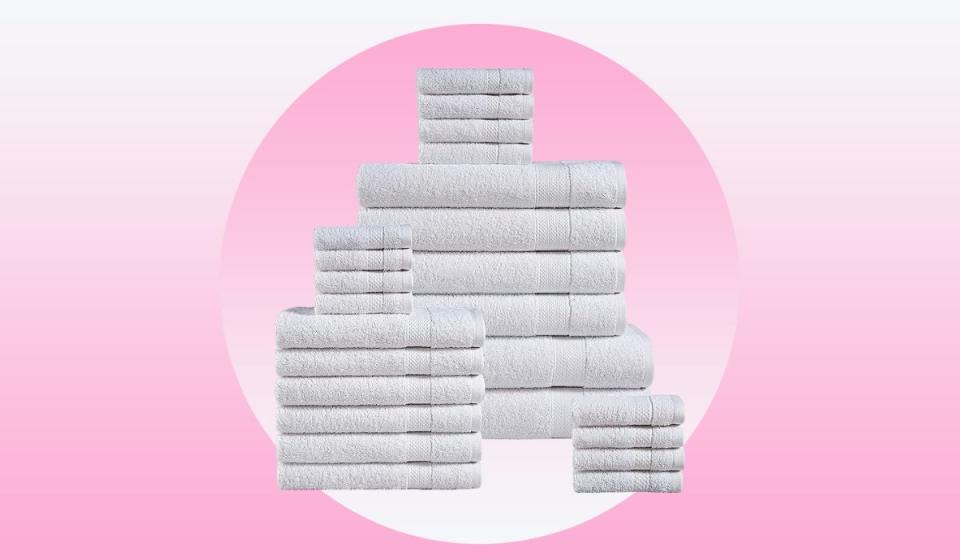 24-piece set of white bathroom towels